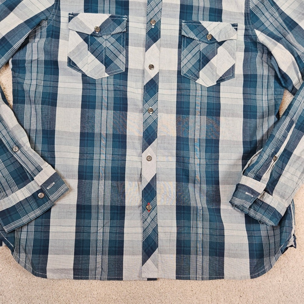 ROCK REPUBLIC Mens Plaid Long Sleeve Button Up Shirt Stretch XL Rugged Americana - Picture 5 of 9